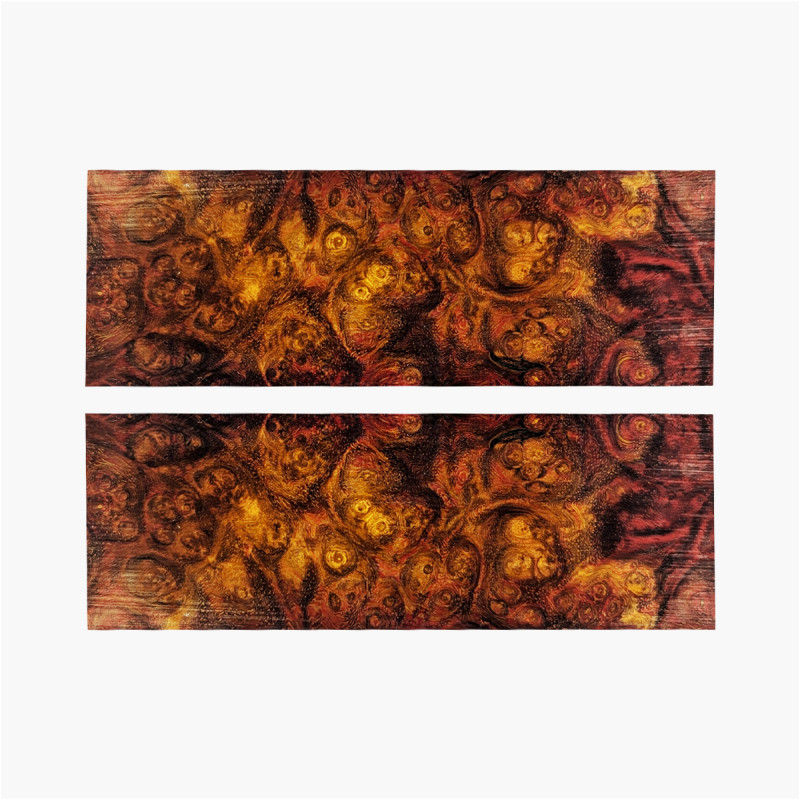 Stabilized amboyna tree burr scales - Red