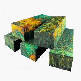 Stabilized amboyna tree burr block - Blue