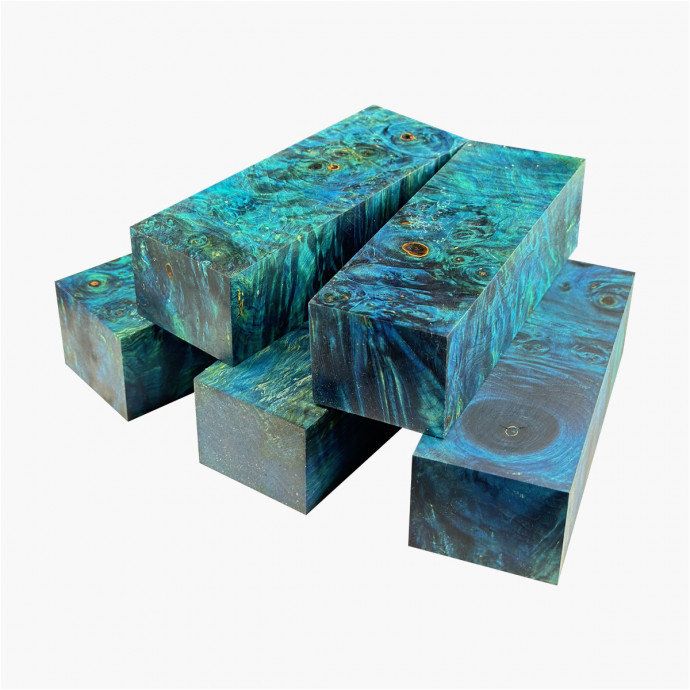 Stabilized spalted chestnut burl block - Blue